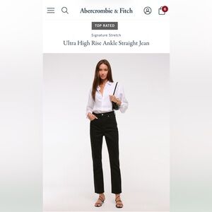 Abercrombie & Fitch Black Ultra High Rise Ankle Straight Jean sz 29 long